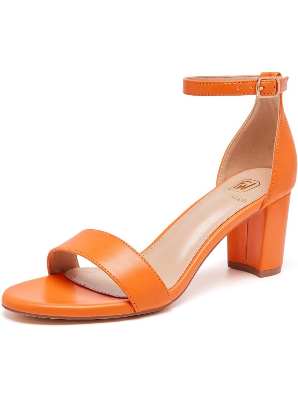 Women's Orange Suede Comfortable Open Toe Low Chunky Short Fashion  Dress Heels